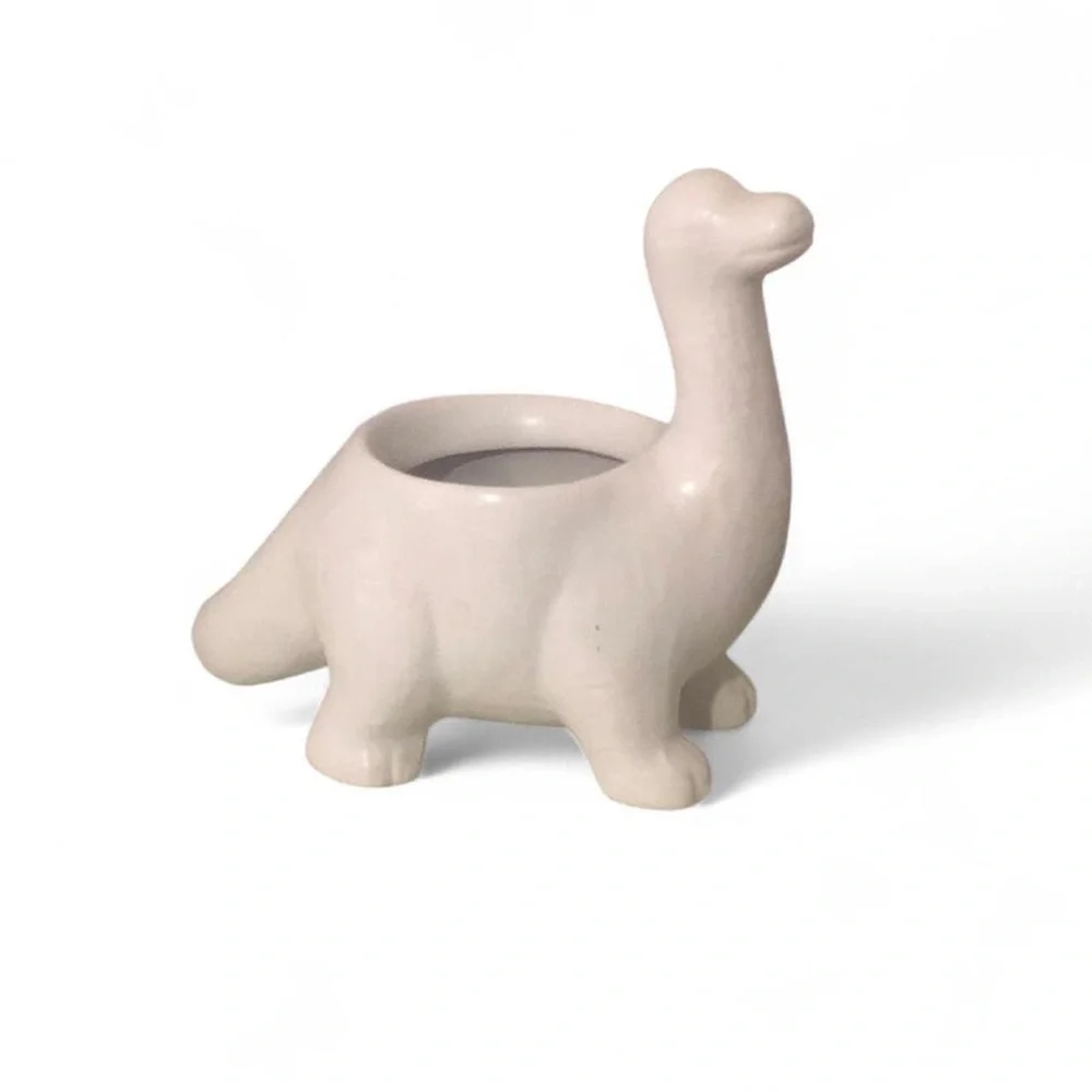 White Dinosaur Mini Vase Ceramic Planter Flower Plant Pot. Measurement in pics